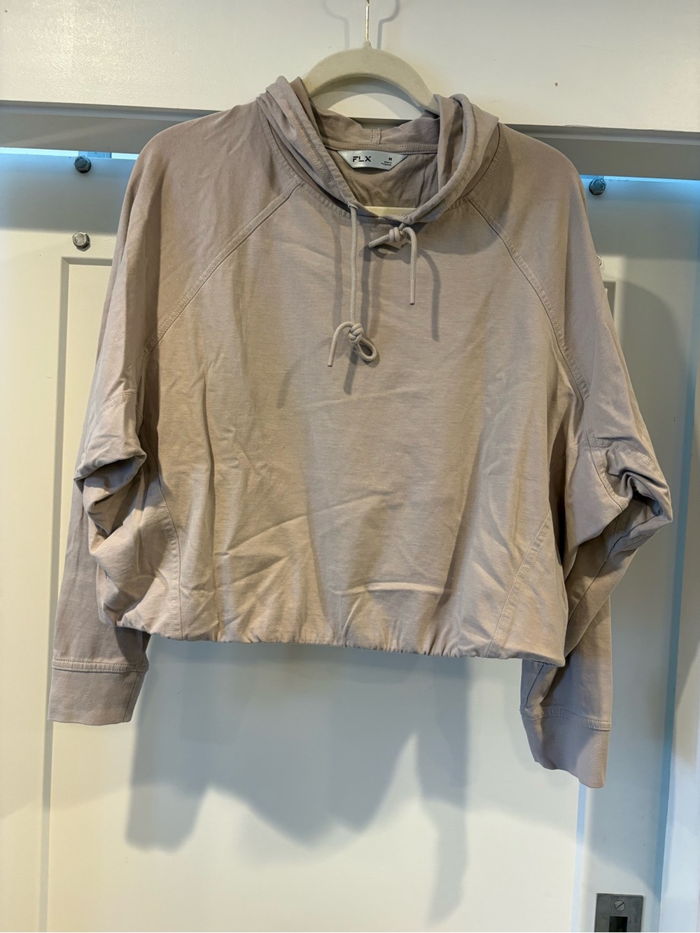 FLX Women's Tan/Khaki 100% Cotton Hooded Pullover Sweatshirt